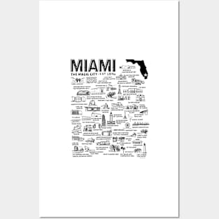 Miami Florida Map Posters and Art